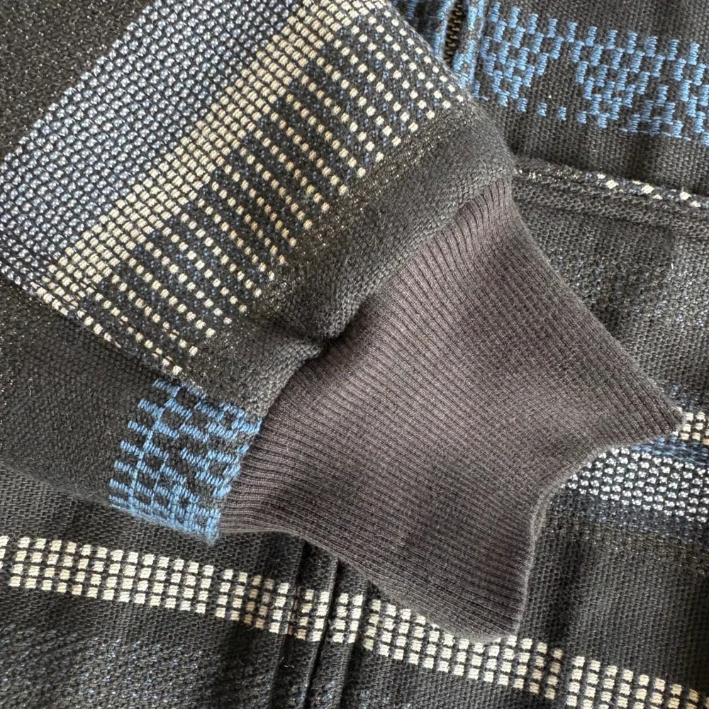 HUF X Bronze56k Mens Medium Baja Work Jacket Black Blue Baja Blanket Embroidered